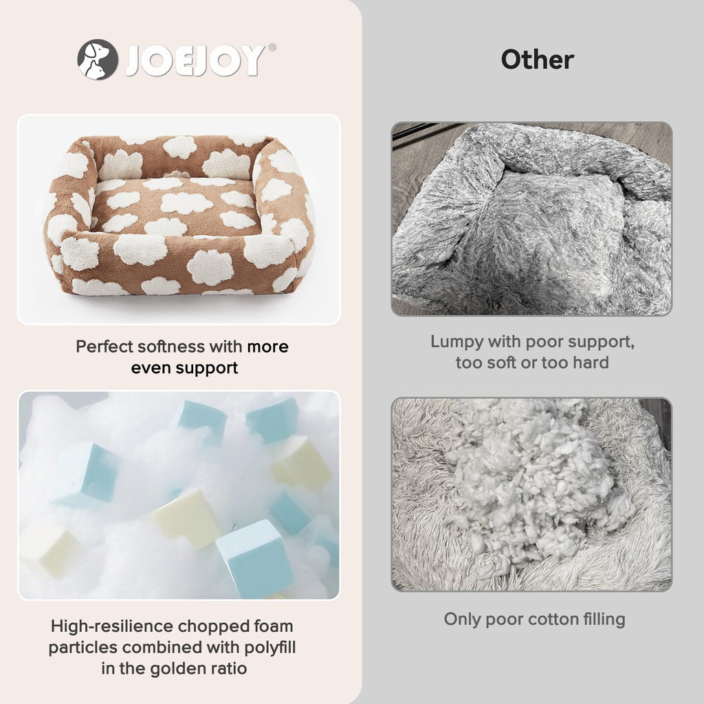 JOEJOY Medium Dog Bed Medium Size Dog, Rectangle Washable Orthopedic Pet Bed with Removable Zipper Cover, Cute Soft Calming Puppy Pet Bed with Jacquard Shaggy Plush & Non Skid Bottom