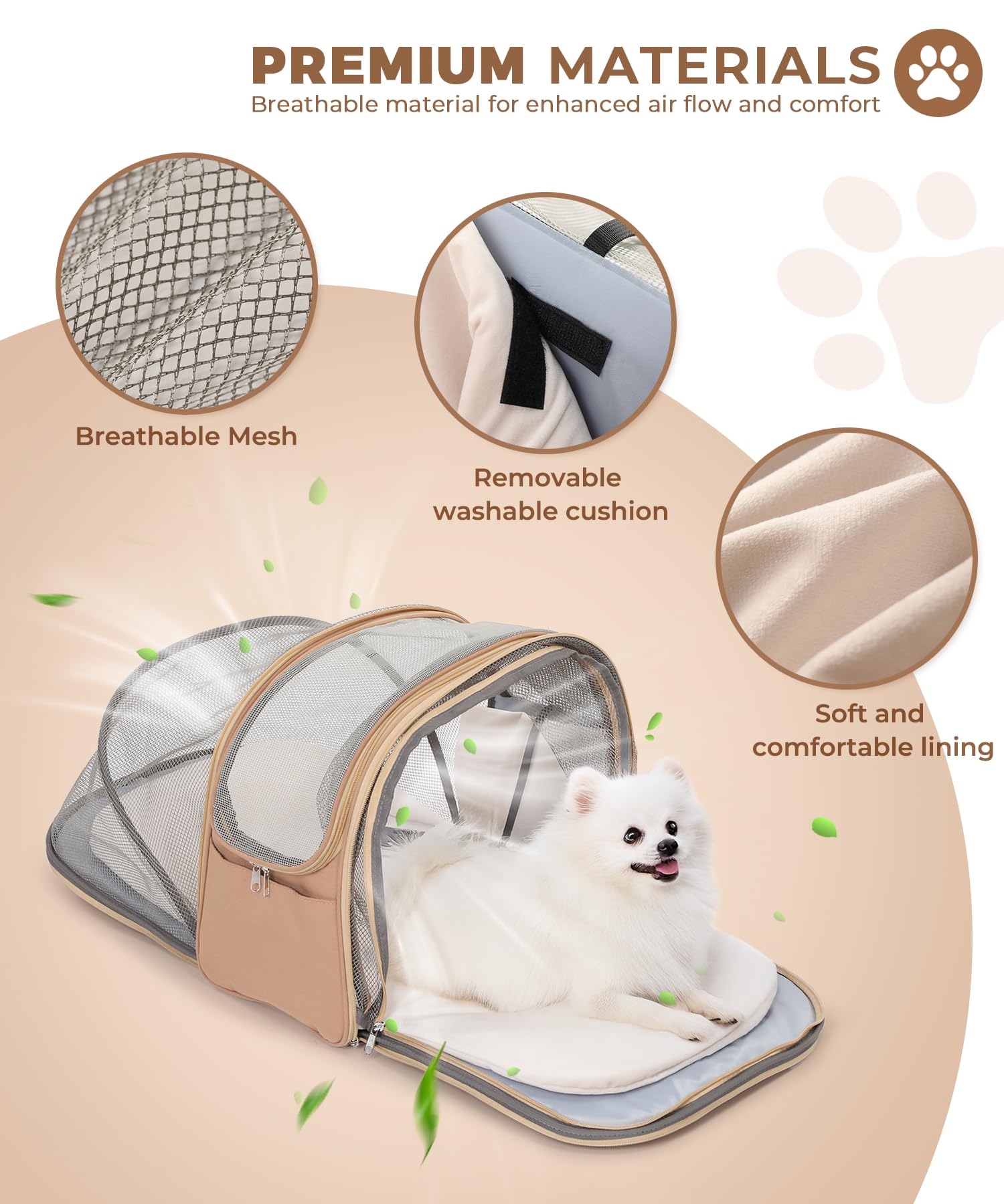 Expandable Cat & Small Dog Carrier Backpack, Soft-Sided Airline-Approved Pet Travel Bag with Dual-Side Expansion, Under-Seat Fit, Breathable Mesh, for Hiking, Vet Visits & Trips (Up to 22 lbs)