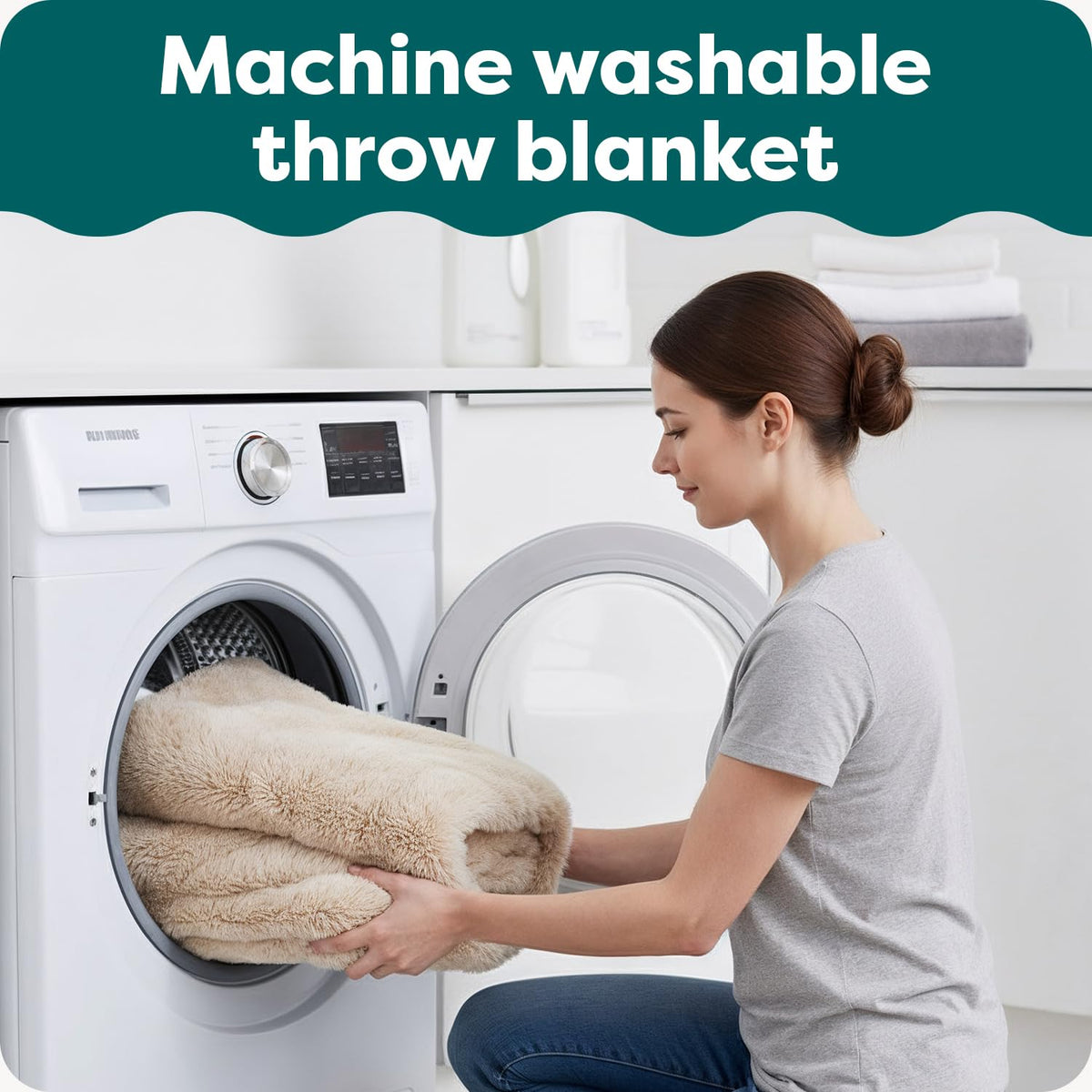 Furhaven Waterproof Throw Blanket for Dogs & Indoor Cats, Reversible Protective Pet Blanket, Medium, Long Faux Fur & Velvet, Driftwood