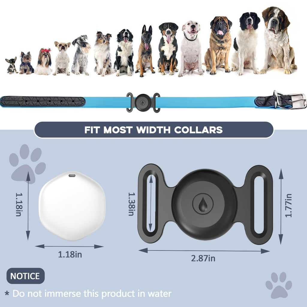 GPS Tracker for Dogs, Mini GPS Cat Tracker, IPX8 Waterproof GPS Tracker for Cats with Holder, No Monthly Fee, Work with Apple Find My(iOS Only), Smart Trackers for Dogs Finder Trackers Pets(Black)