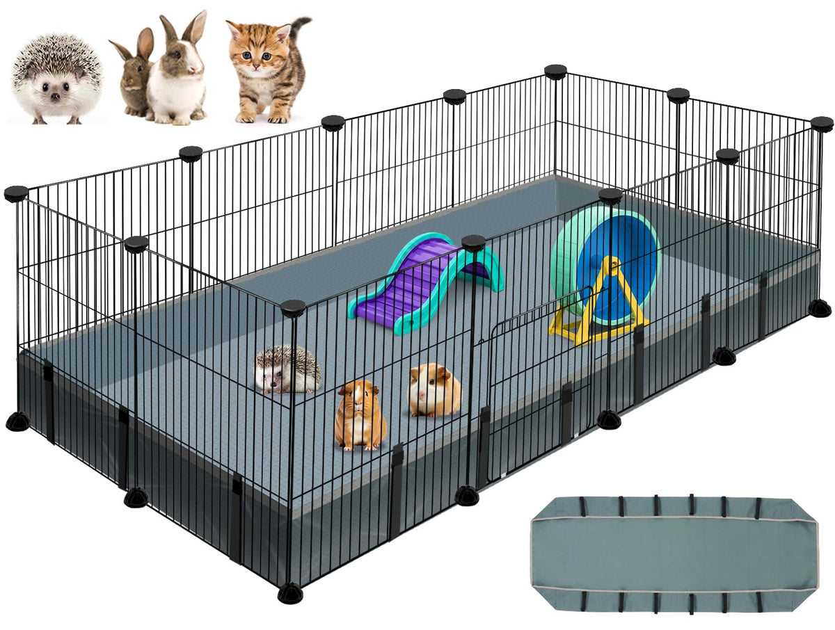 VISCOO 12 Panels Small Animal Playpen, 48" x 24" x 16" Guinea Pigs Cages