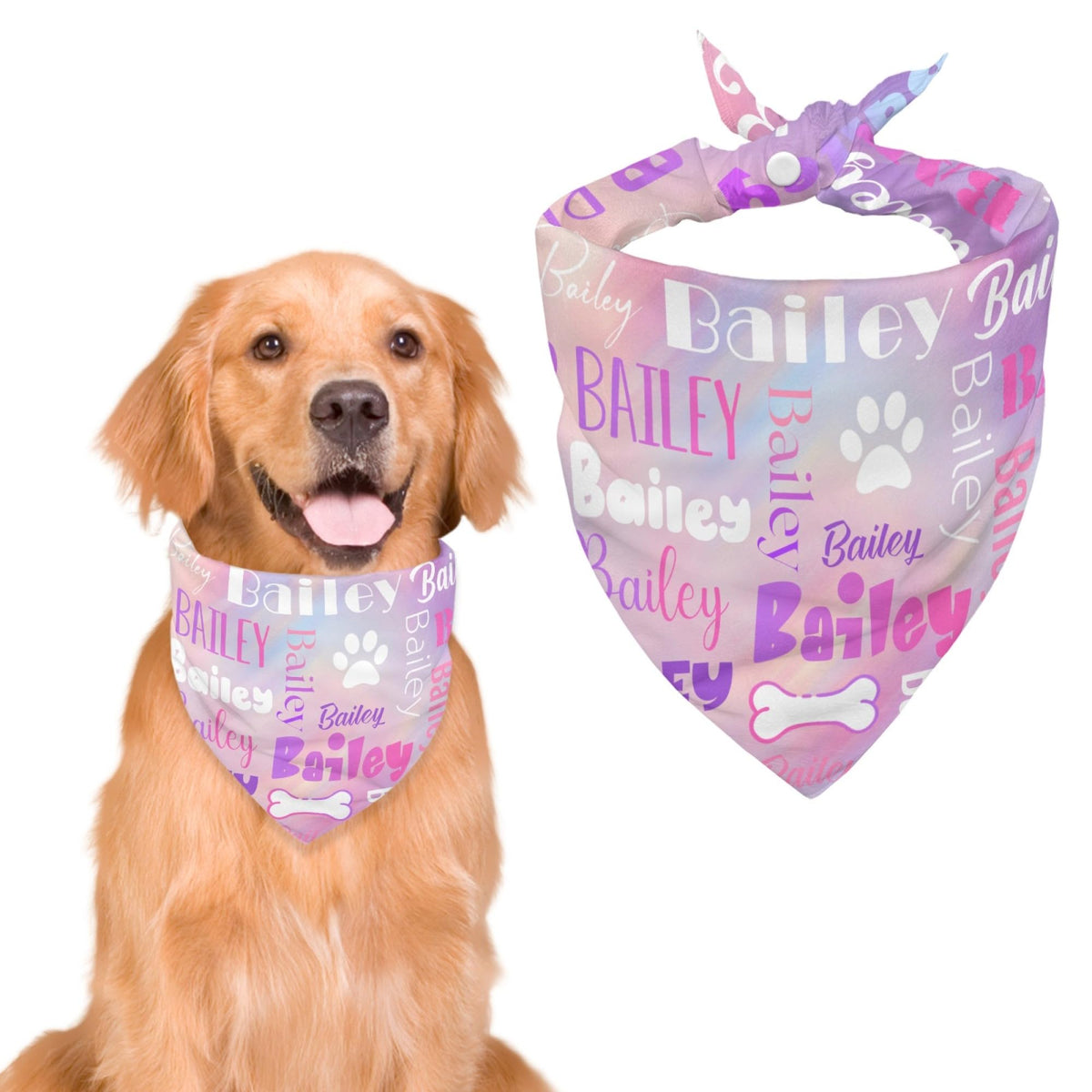 Personalized Dog Bandanas Custom Neckwear Name Button Anti-loosening