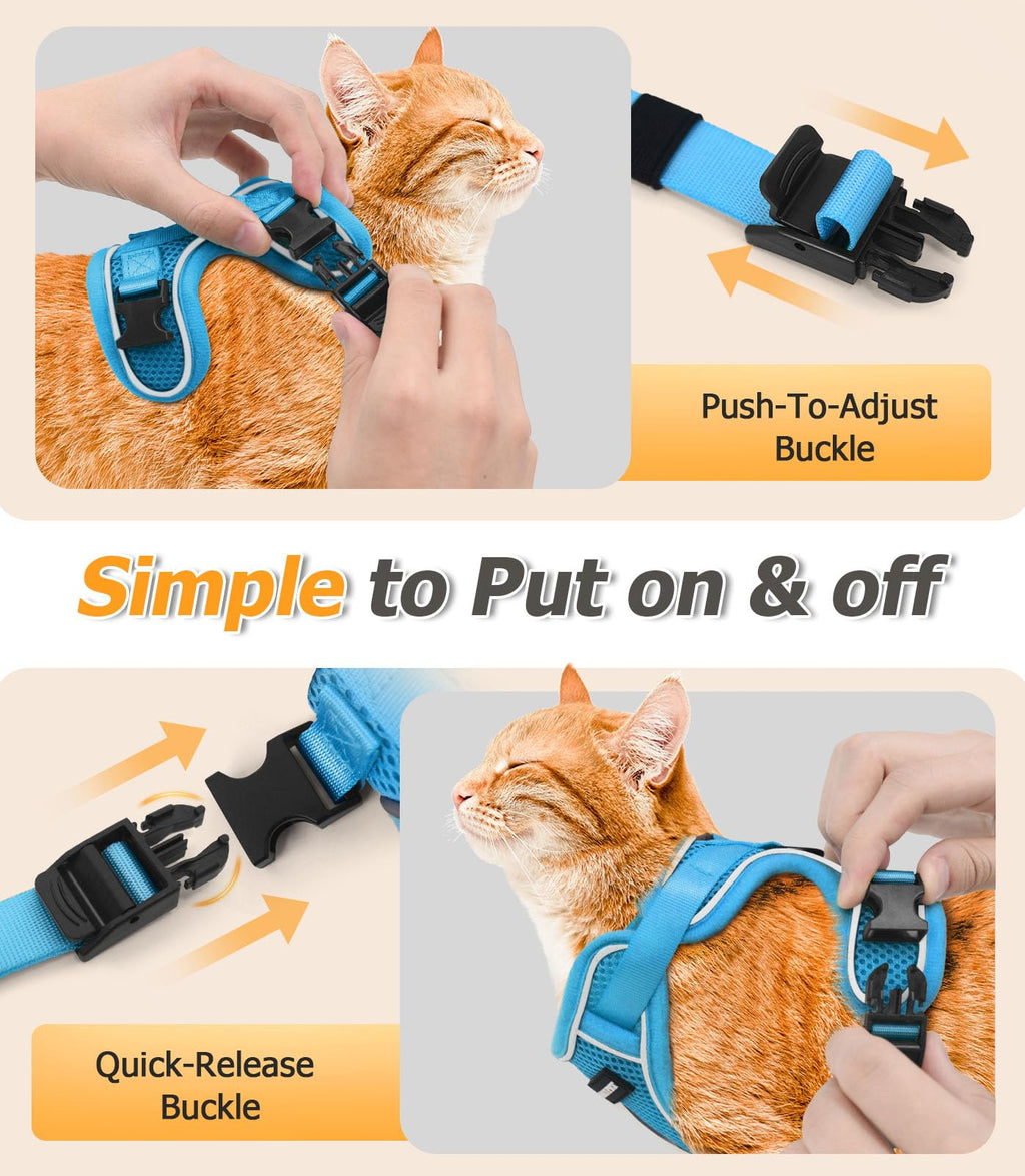 Cat Harness and Leash Set,Escape Proof Kitten Harness,Night Blue