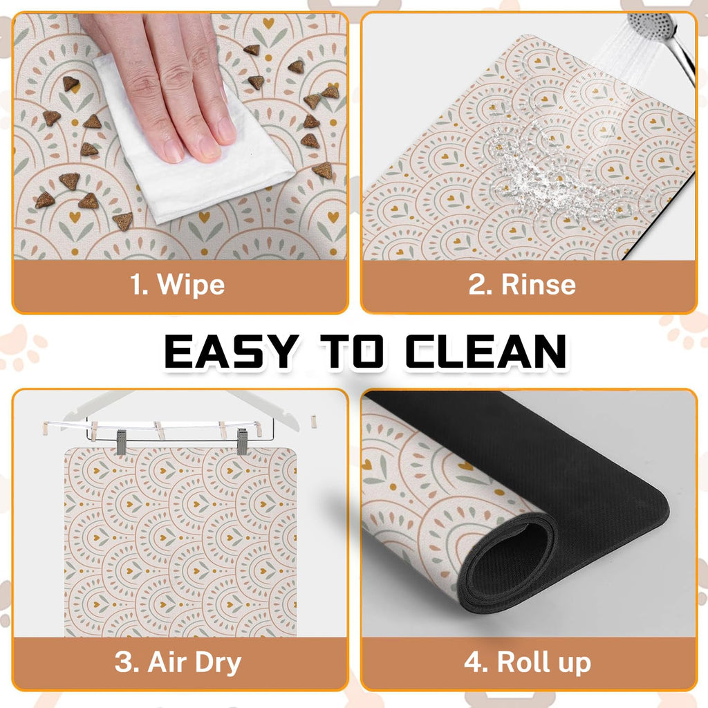 Absorbent Pet Dog Bowl Mat for Food and Water, Pet Cat Food Feeding Mat with Non Slip Rubber Backing, Dog Food Mats for Floors Waterproof, 16"x24"