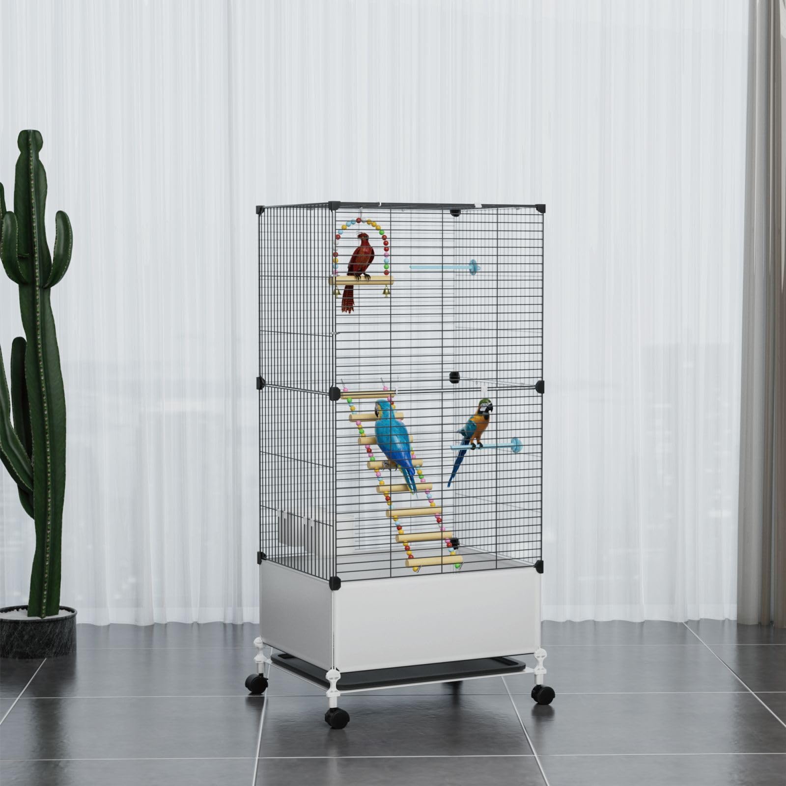 STILLCOVE Large Flight Bird Cage, with Bowls & Perches & Ladder & Swing