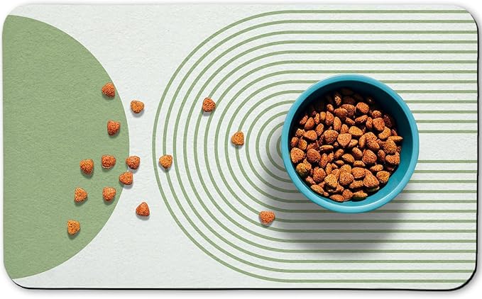 Dog Food Mats,Cat Absorbent Water Bowl Feeding Mats Pet Placemats for Food and Water Green Bohemia 16 * 24 inch