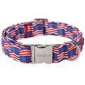 Unique style paws Independence Day Dog Collar Metal Buckle Wave Flag Collar Gift Durable Cute Collar for Small Medium Large Boys Girls Dogs