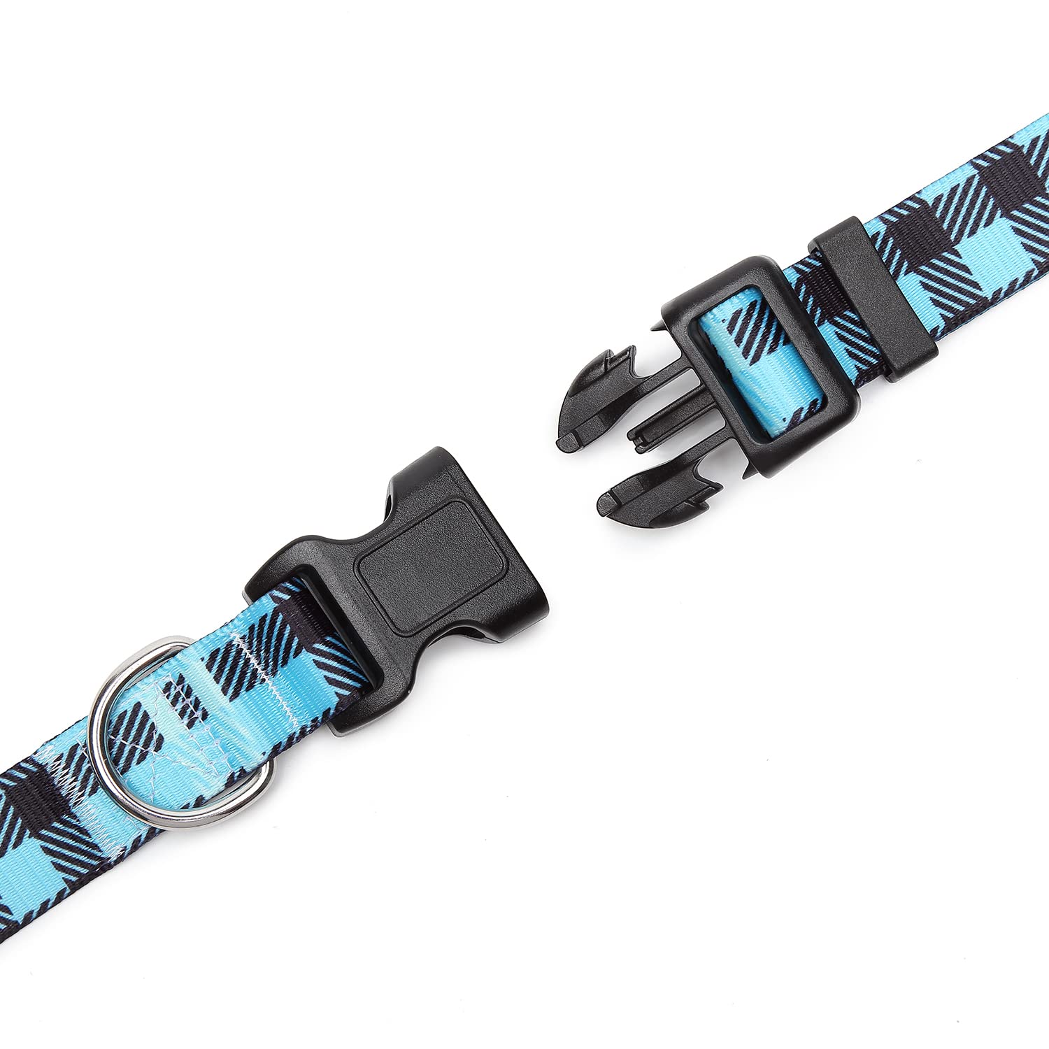 Mercano Adjustable Dog Collar - Special Design Patterns, Soft Nylon Comfortable Durable Pet Collar for Small Medium Large Dogs (L, Blue Plaid)