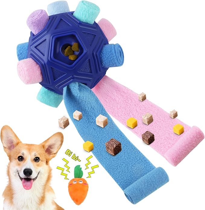 Petration Dog Snuffle Ball-Interactive Puzzle Dog Toys Encourage Natural Foraging Skills Slow Feeder for Training and Stress Relief, Cloth Strip Hiding Food Dog Toys for Any Size Dogs