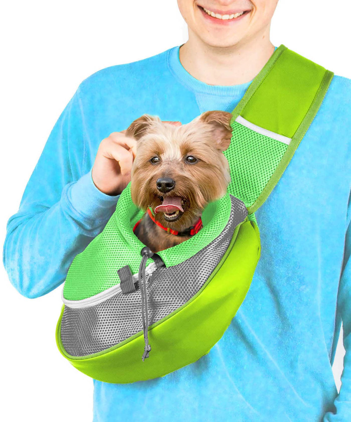 Cuddlissimo Small Dog Sling Carrier, Pet Cat Sling, Puppy Pouch - Red-S