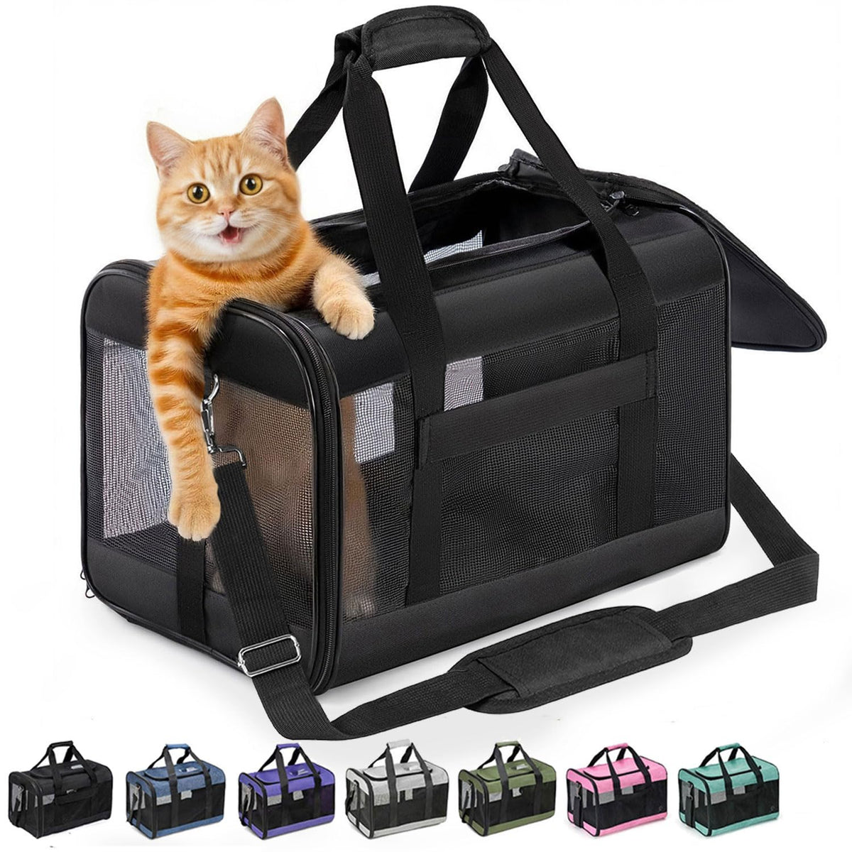 Conlun Dog Carrier Soft Sided, Large Cat Carrier,Black L