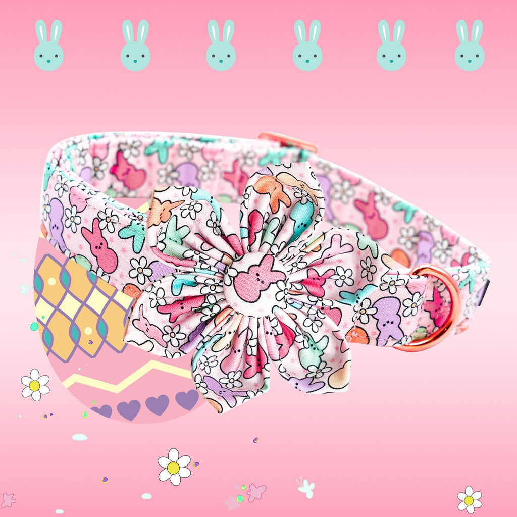 Lionheart glory Easter Day Dog Collar with Flower Dog Collar for Large Dogs, Rabbits Dog Collars Colorful Dog Collar Spring Collars Pet Collar Flowers