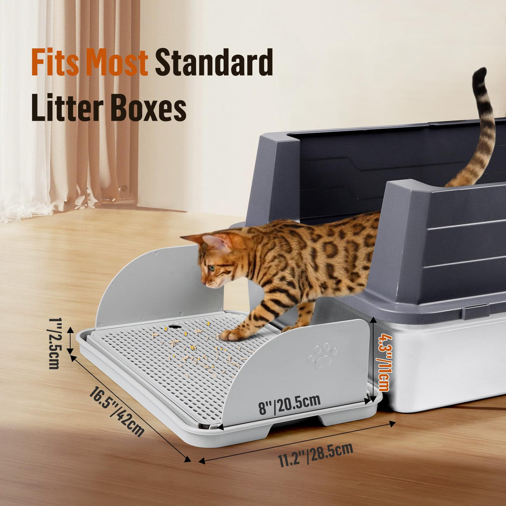 Cat Litter Box Step, Cat Step with Detachable Splash-Proof Baffles, Grey