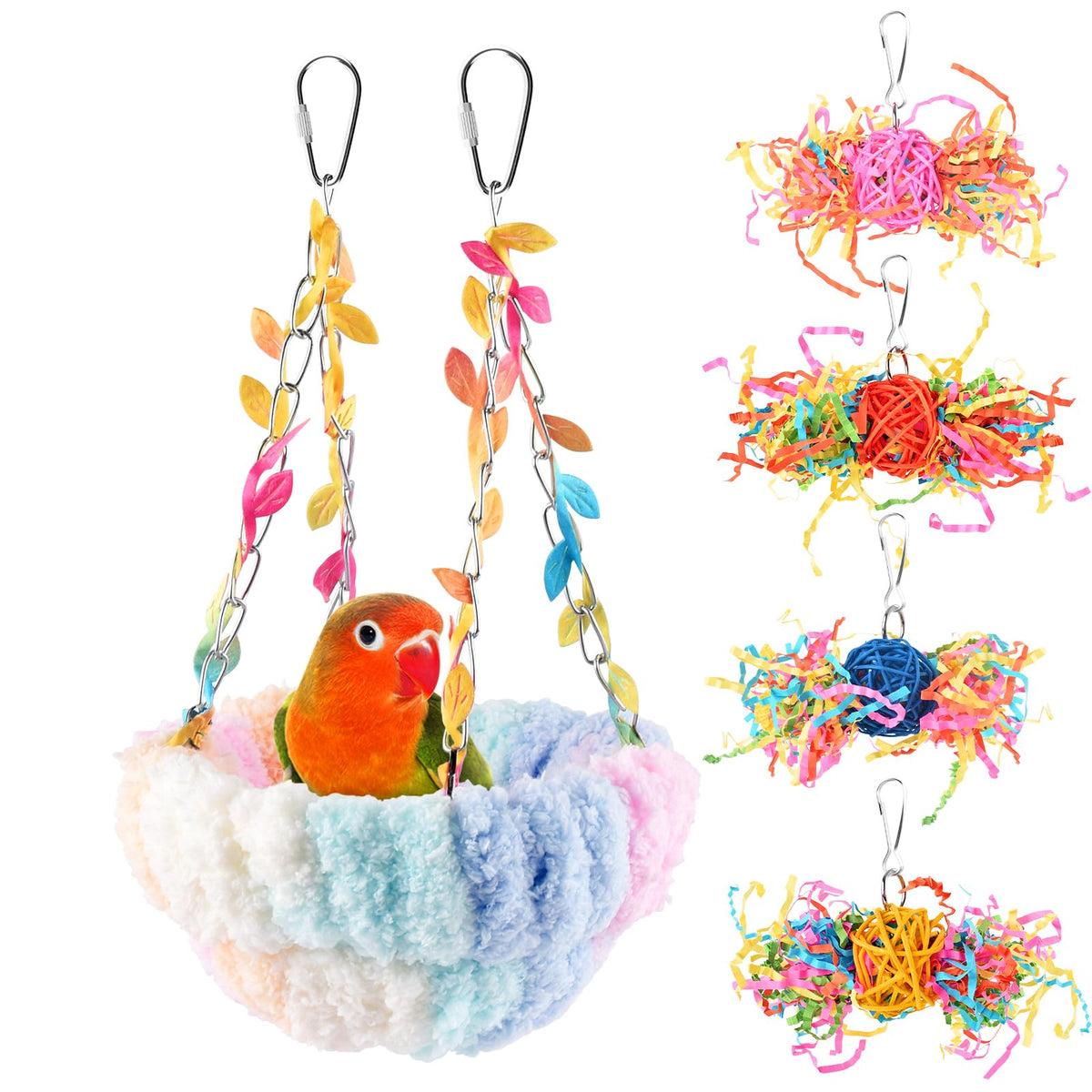 KATUMO Bird Nest, Conure Breeding Bed Parrotlet Snuggle Nest Lovebird Bed Bird Swing Bed for Small Birds, Size Small