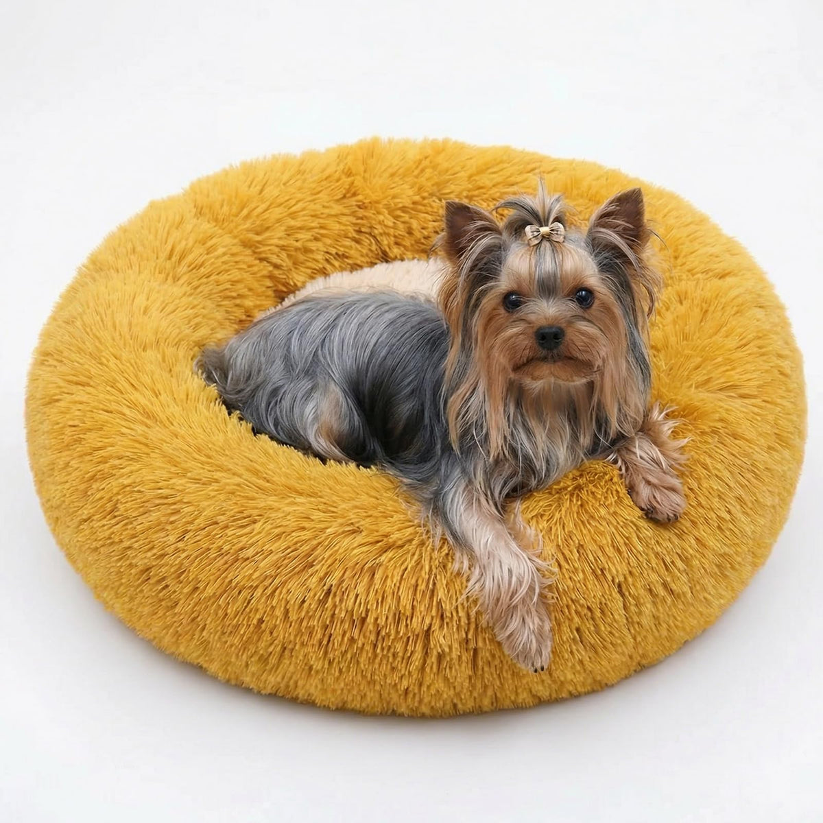 nononfish Round Calming Dog Bed,Plush Donut Pet Bed for Small Dogs
