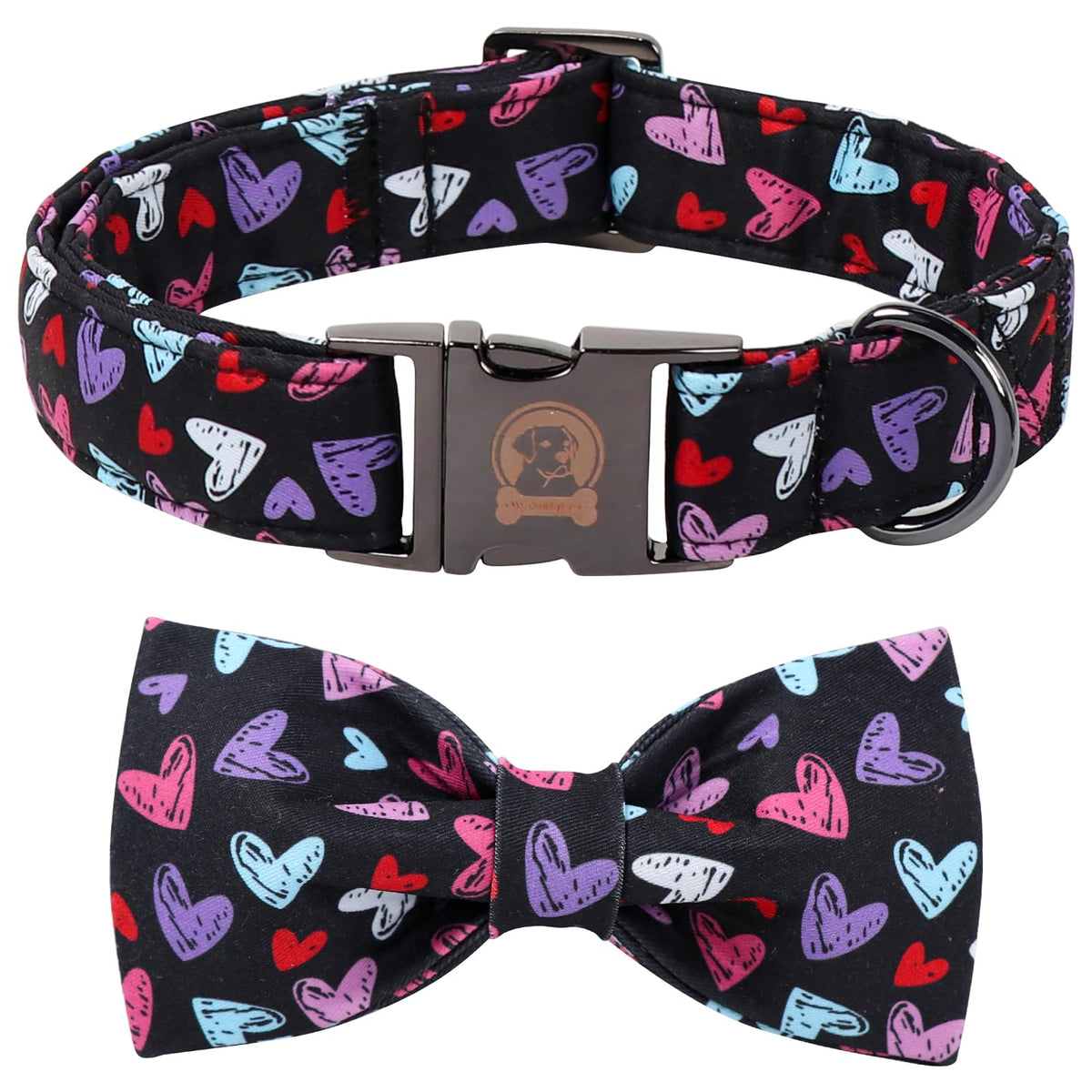 MR. CHUBBYFACE· St.Patrick's Clover Dog Collar with Bowtie, White Green Clovers Shamrock Pet Collar with Metal Buckle, Soft Adjustable Puppy Collar for Small Medium Large Dogs