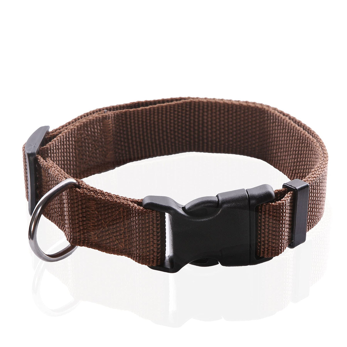 Adjustable Nylon Dog Collar, pet Collar 1 Inch 3/4 Inch 5/8 Inch Wide, for Large Medium Small Dogs (L(1" x 16-23"), Brown)