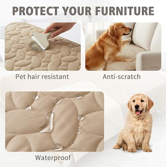 Ameritex Pet Bed Cover Dog Bed Blanket for Sofa and Furniture Waterproof New Pattern Design (40x50 Inch, Beige)