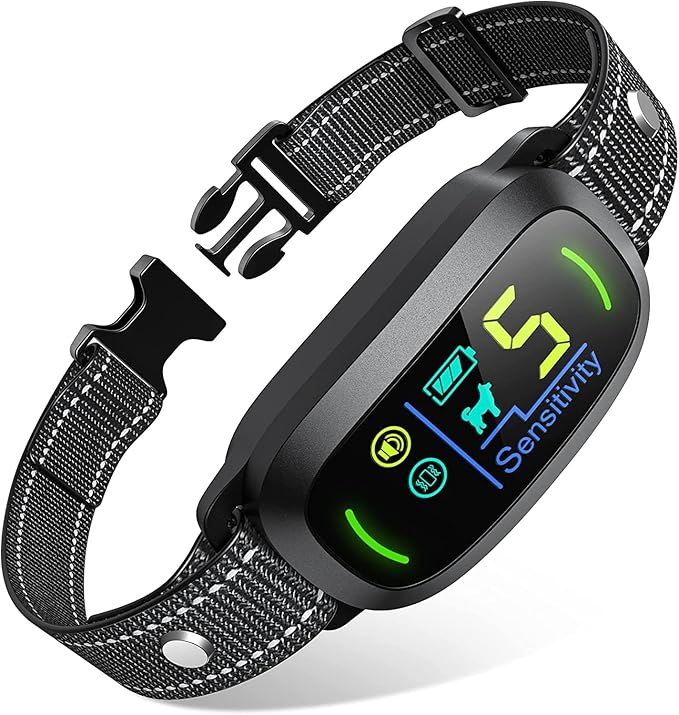 FAFAFROG Dog Bark Collar, Rechargeable Smart Collar, Anti Barking Training Collar with 5 Adjustable Sensitivity Beep Vibration, Bark Collar for Large Medium Small Dogs (Black)