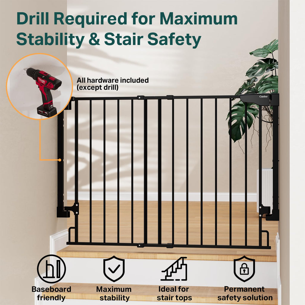 Cumbor 2 Pack 29.2-43" No Bottom Bar Baby & Dog Gate for Stairs & Doorways