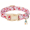 Astdogio Halloween Dog Collar, Fall Dog Collars for Large Dogs, Cute Pink Puppy Collar with Adorable Ghost & Pumpkin Design, Soft Cotton Large Dog Collars Girl Boy Dog Collar-L