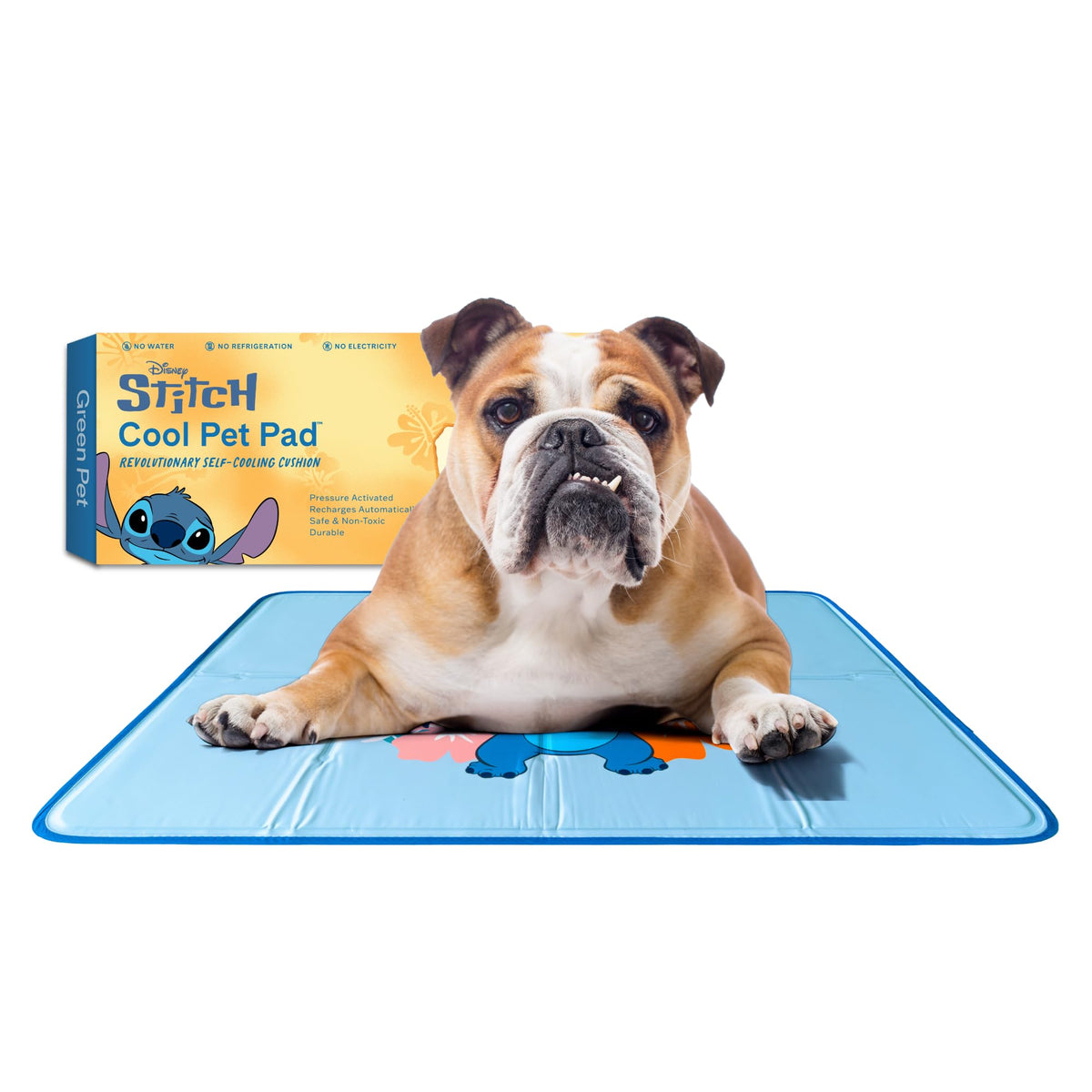 The Green Pet Shop Cool Pet Pad - Medium, Blue - Self-Cooling, Pressure Activated Mat for Dogs & Cats from 21-45 lbs - Non-Toxic Gel, No Water Needed