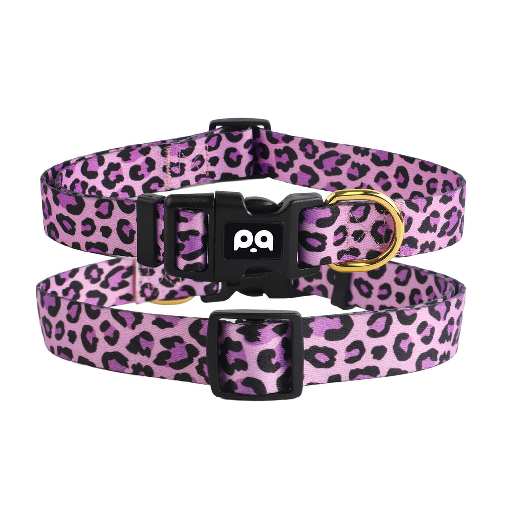 QQPETS Adjustable Soft Dog Collar: Print Flower Pink Multicolor Cute Patterns for XS Small Medium Large Pet Girl Boy Puppy Walking Running Training