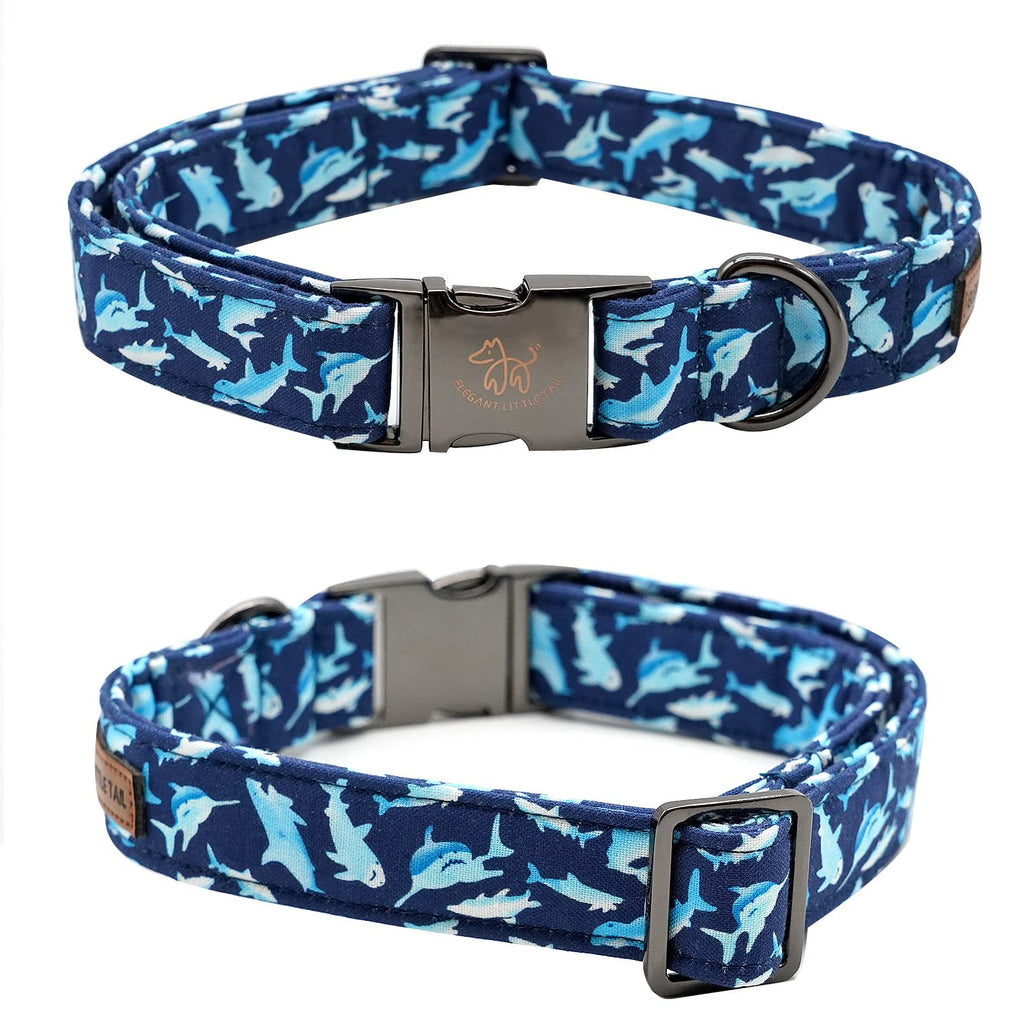 Elegant Little Tail Bowtie Collar for X-Small Puppy and Cat - Shark Print, Adjustable