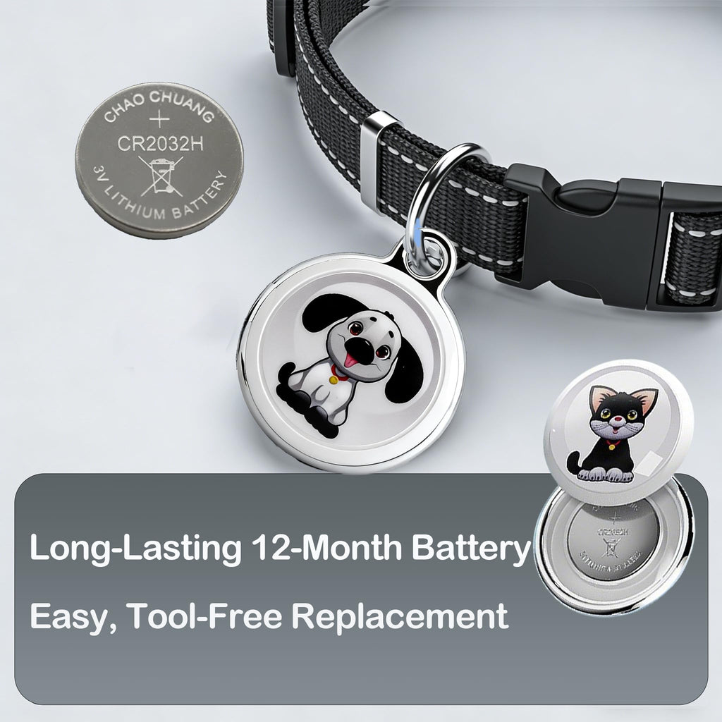 LFNOONE GPS Pet Tracker with Apple Find My Network, Android Compatibility, Real-Time Location Tracking, Water-Resistant (DINGWEIQI02)