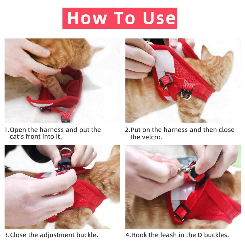 NCMAMA Cat Vest Harness and Leash Set, Escape Proof Kitten Harness Red XS