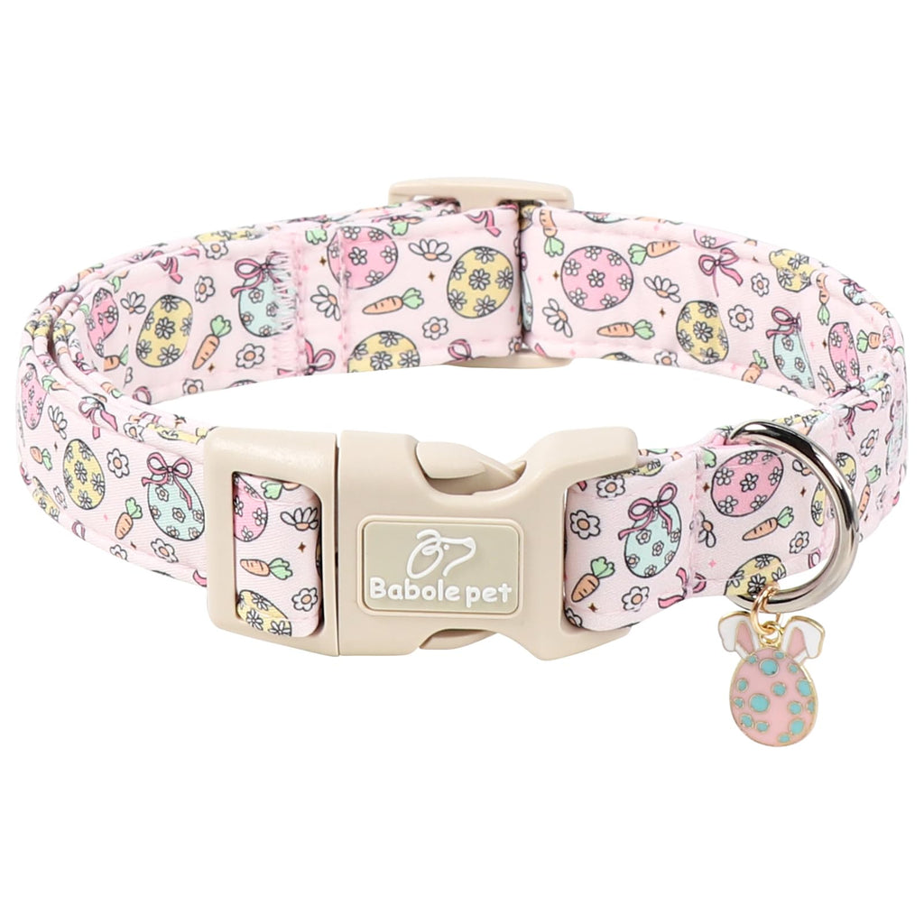 Babole Pet Easter Dog Collar for Giant Large Dogs - Easter Egg Pastel Dog Collars, Cute Girl Dogs Collar, Lightweight Adjustable Pink Spring Holiaday Dog Collars with Quick Release Bucklee XL
