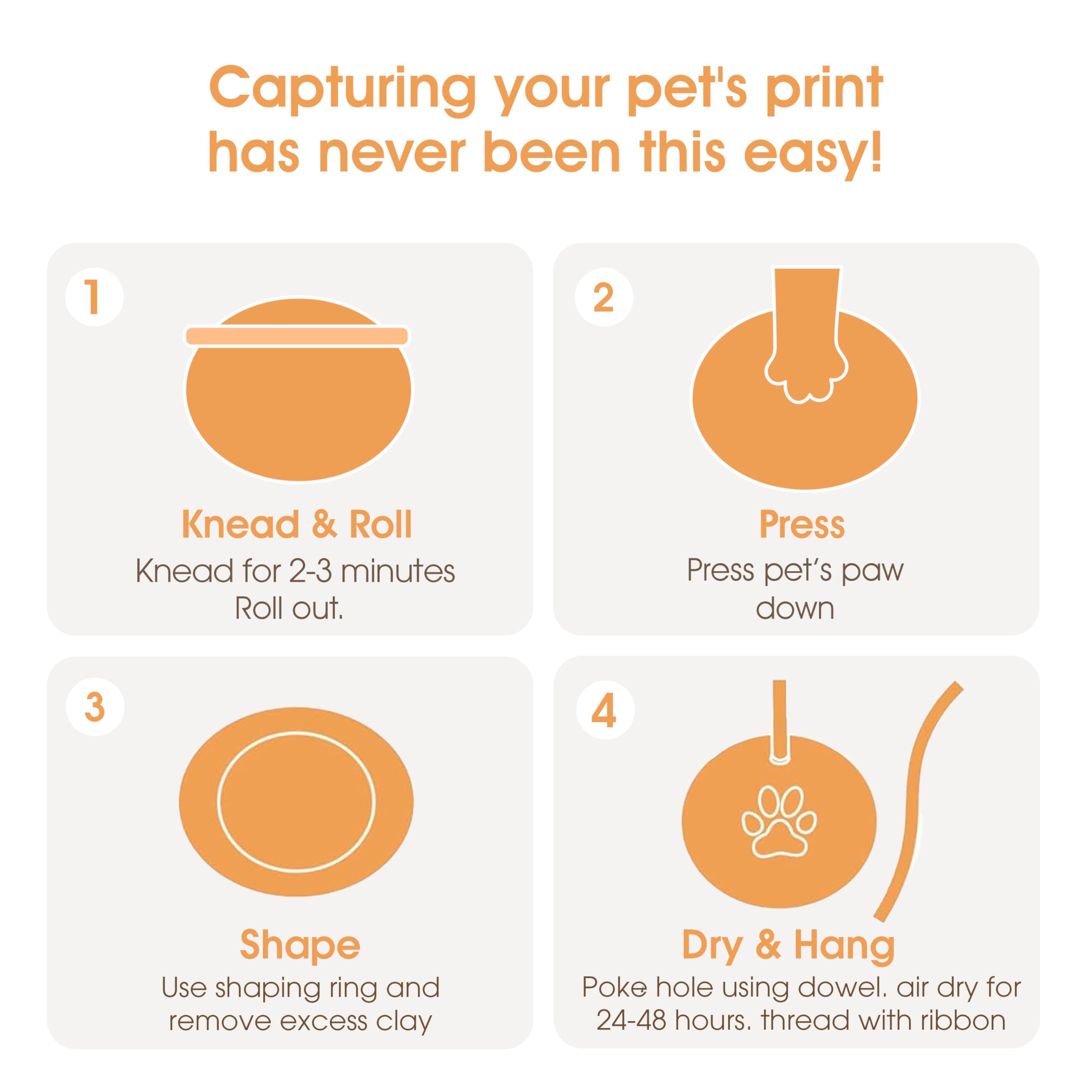 Pearhead Pet Paw Print Keepsake Ornament Kit, No-Bake Clay Kit