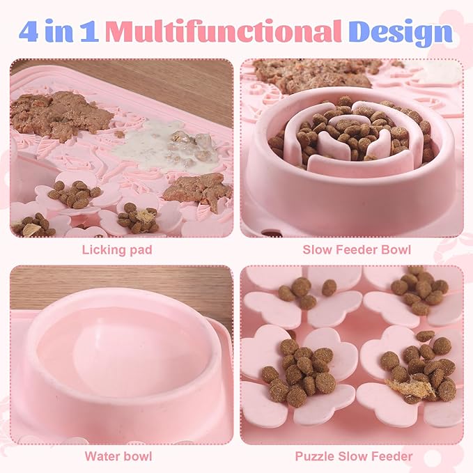 Silicone Lick Mat for Dogs & Cats – Slow Feeder Dog Bowl, Non-Slip Licking Mat for Large & Small Breeds, Puzzle Feeder & Snuffle Mat for Fast Eaters, Interactive Pet Food Mat with Spatula