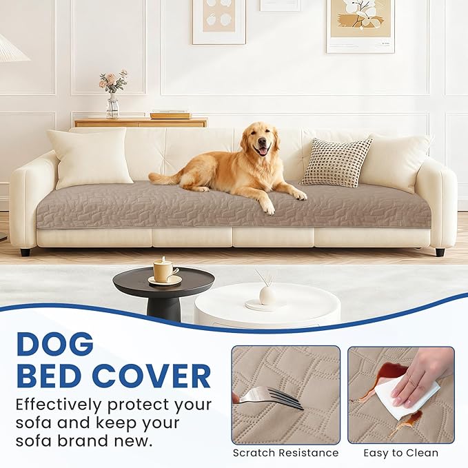 Waterproof Dog Bed Cover, Non-Slip Dog Blanket for Couch, Couch Covers for Dogs Washable, Pet Blanket for Furniture, Pet Bed Mat for Sofa, Car, Pet Supplies (40x50 Inch, Khaki)