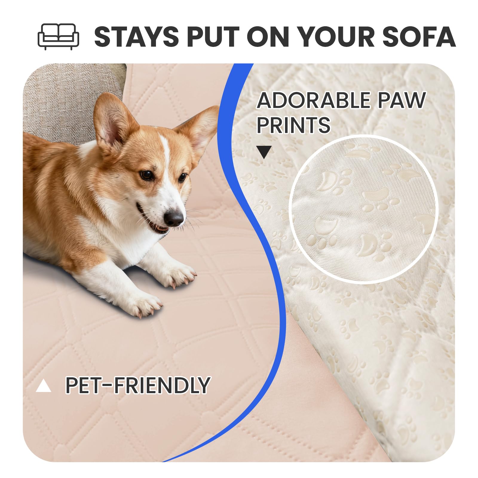 CYCMACO Waterproof Dog Bed Cover Pet Blanket, Soft Couch Cover for Dogs Washable, Non-Slip Dog Blanket Protect Furniture Couch Sofa Car for Puppy Large Dogs Cat (30x70 Inch, Beige)