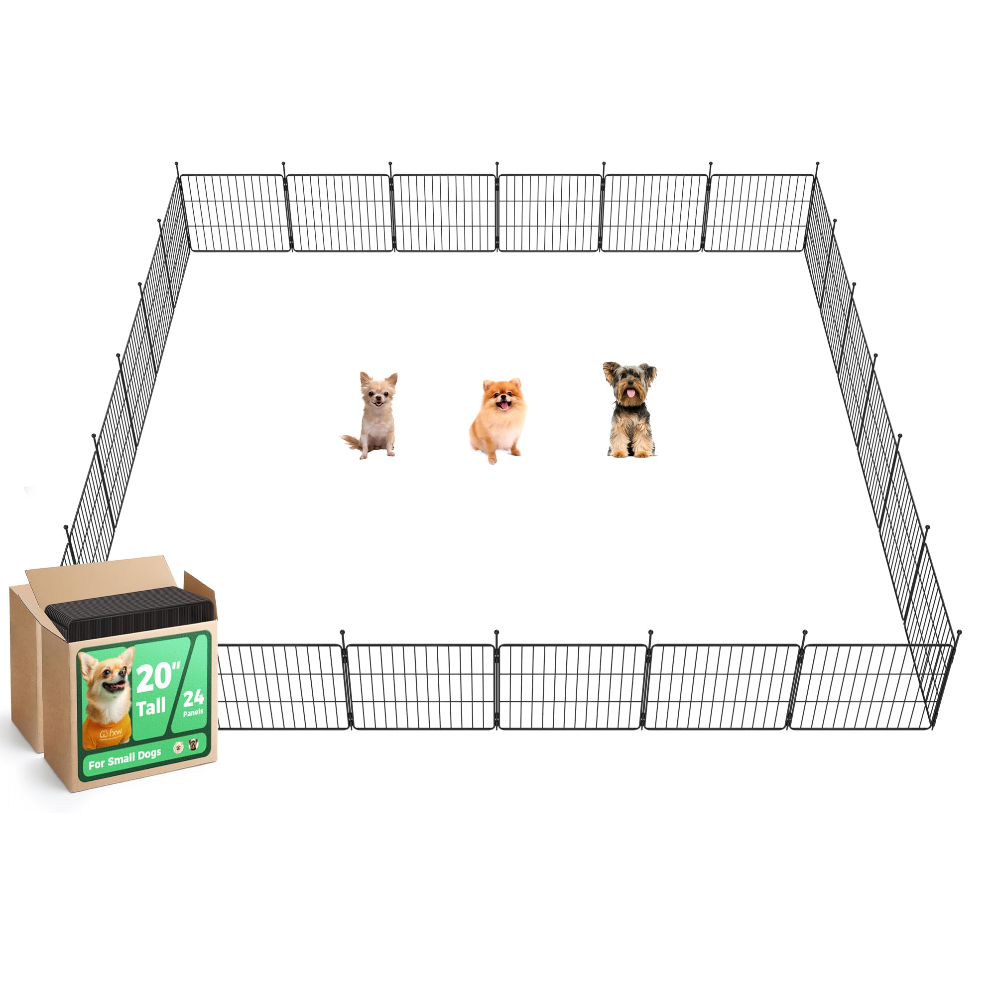 FXW MiniPaws Dog Playpen, Indoor, Yard & RV Camping, 32" H, 24 Panels