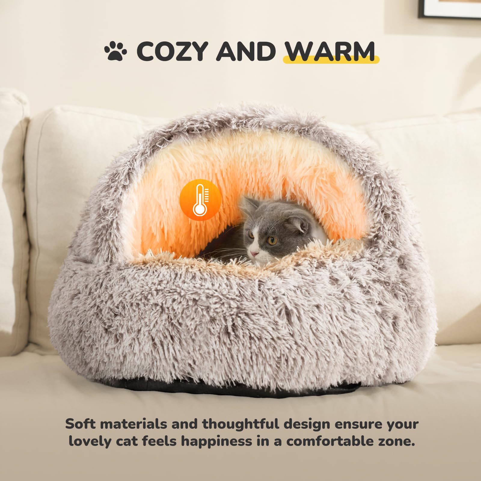 CATISM Cat Bed Hooded Cat Beds for Indoor Cats Covered Cat Beds
