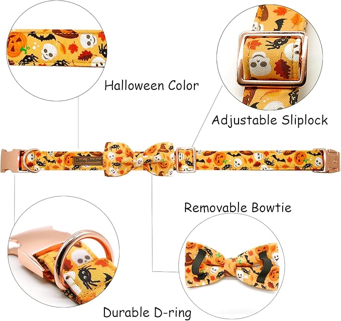 Bobo Rainbow Halloween Dog Collar, Pet Collar Bow Fall Puppy Collar Girl Boy Holiday Pet Collars Gift Bow Cute Soft Puppy Collar for Medium Dogs