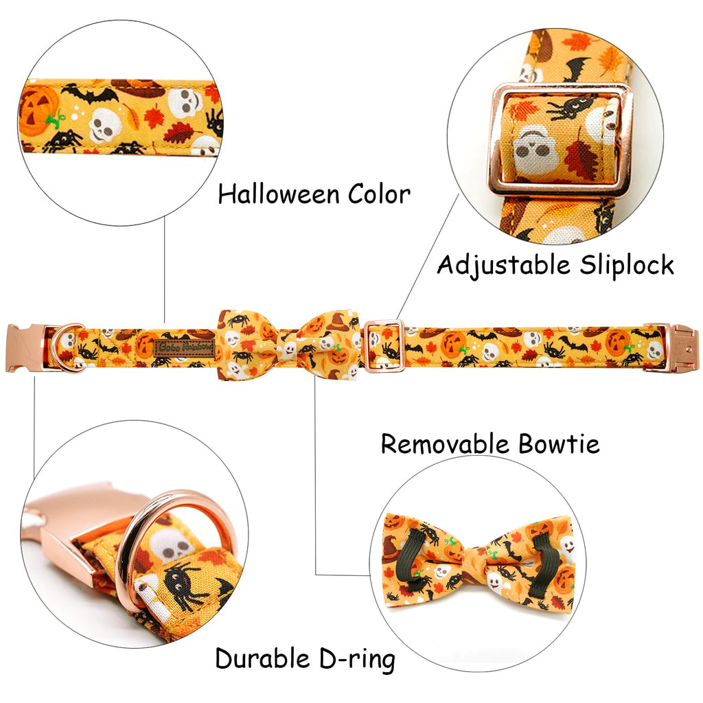 Bobo Rainbow Halloween Dog Collar, Pet Collar Bow Fall Pet Collar Girl Boy Holiday Pet Collars Gift Bow Cute Soft Puppy Collars for Large Dogs