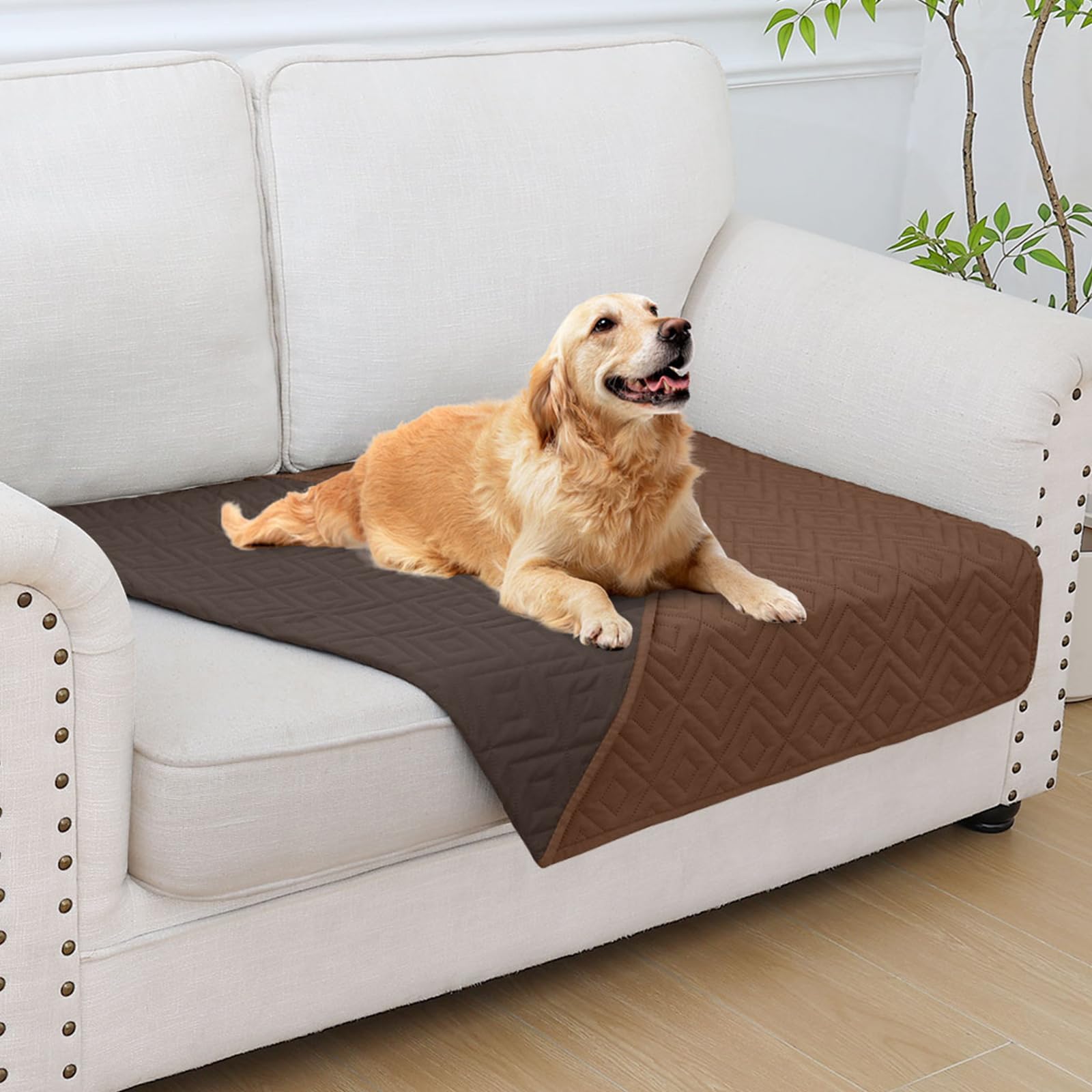 hyha Waterproof Reversible Dog Blanket, Pet Blanket for Sofa Couch