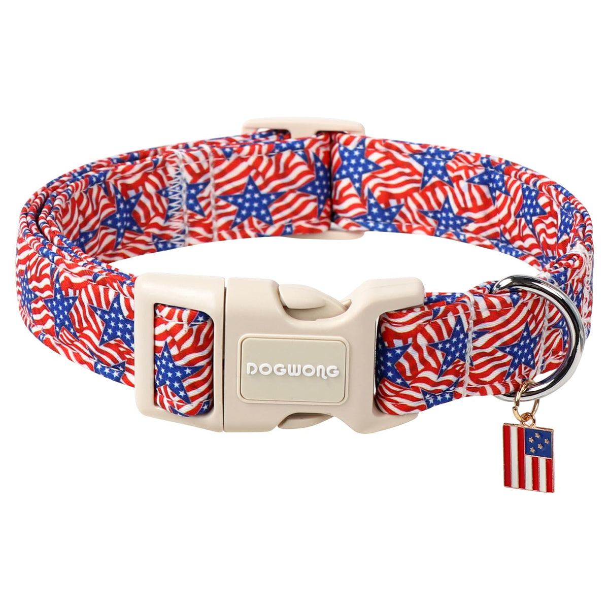 DOGWONG Cotton Hemp Dog Collar, Heavy-Duty Khaki Dog Collar Adjustable Soft Natural Fabric Pet Cute Wedding Puppy Necklace for Small Dogs"