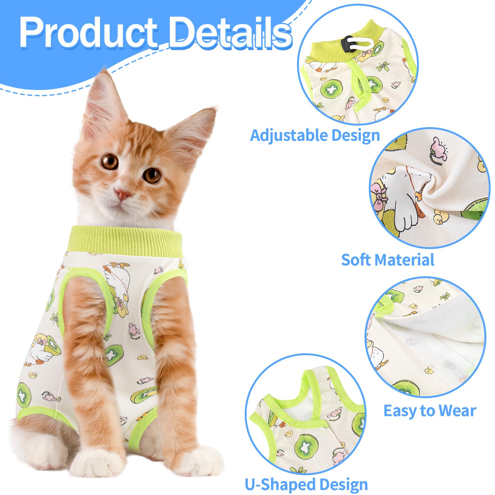 Cat Recovery Suit Female, Breathable Cat Onesie After Surgery Female for Abdominal Wounds or Skin Diseases, Surgery Recovery Suit Kitten Onesie After Spay Wear Anti Licking