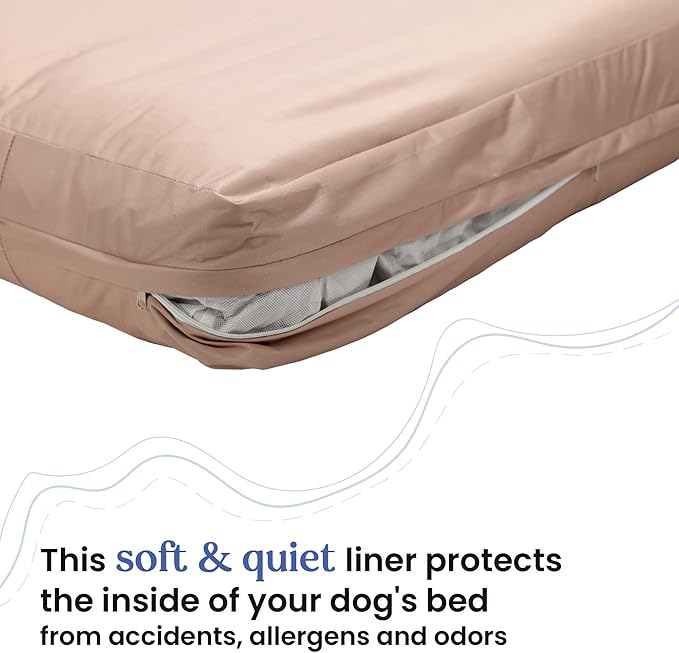 Dog Bed Cover – Waterproof Cover for Dog Bed – Heavy Duty, Machine Washable Zippered Liner – Durable, USA-Made Fabric for Pets – Ideal Pet Bedding Protector for Accidents and Messes - Round (Tan)
