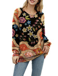 YESNO Women Sweater Graphic Oversized Pullover Sweaters Casual Loose Long Sleeve Knit Tops 2XL S01 CR174