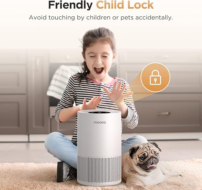 Air Purifiers for Home Large Rooms up to 1200ft², MOOKA H13 True HEPA Air Purifier for Bedroom Pets with Aromatherapy, Child Lock, 13dB Ultra-Quiet Air Cleaner for Smoke, Odor, Dander, Pollen