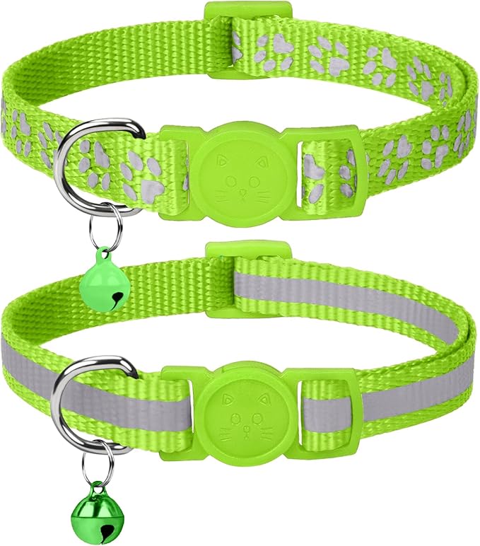 Taglory 2 Pack Reflective Breakaway Cat Collar with Bell, Sky Blue