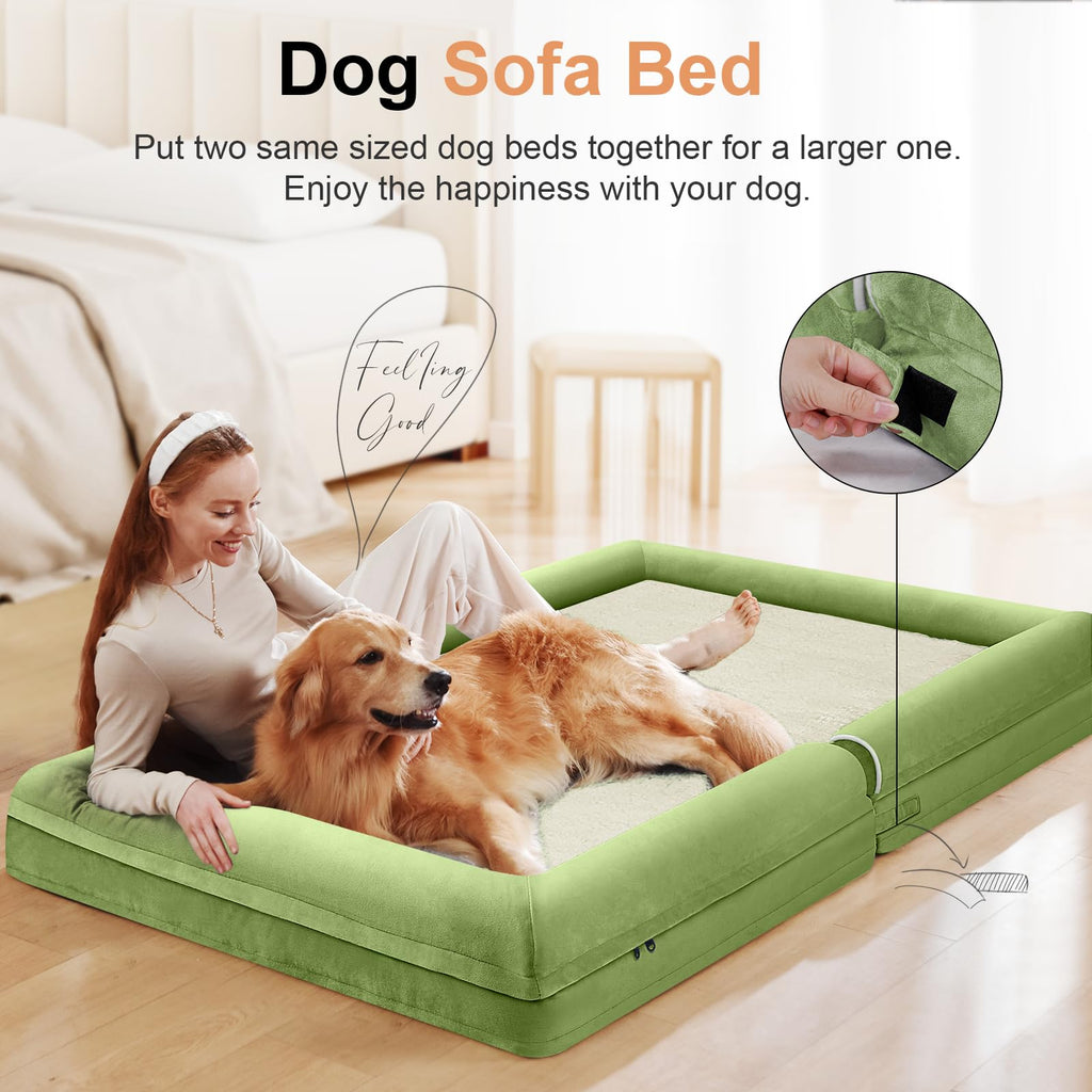NANUYA Orthopedic Dog Bed for X-Large Dogs, 40 x 32 Inch, Grass Green