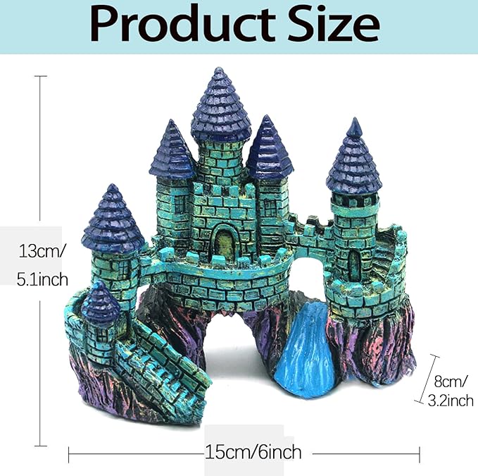 HoneTeek Fish Tank Decorations Vintage Castle Aquarium Decorations Resin Cave Hideouts Large for for Betta Fish Freshwater and Saltwater Fishtanks, Fish Tank Accessories