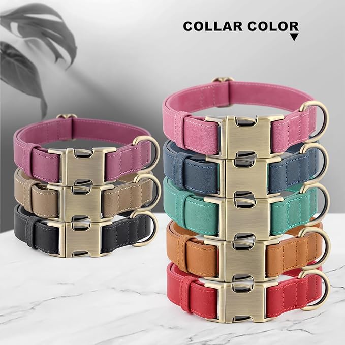 Plutus Pet Genuine Leather Dog Collar – Adjustable Pet Collar with Quick Release Metal Buckle, Soft Real Leather for Small Medium Large Dogs, Heavy Duty & Skin-Friendly (Ash Brown, XS)