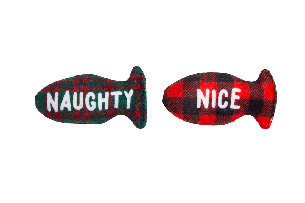 Pearhead Naughty Or Nice Christmas Cat Toy Set, Holiday Pet Owner Gift, Christmas Must Have Toy Set, Cat Teaser Toy, with Catnip Pouch, Set of 2